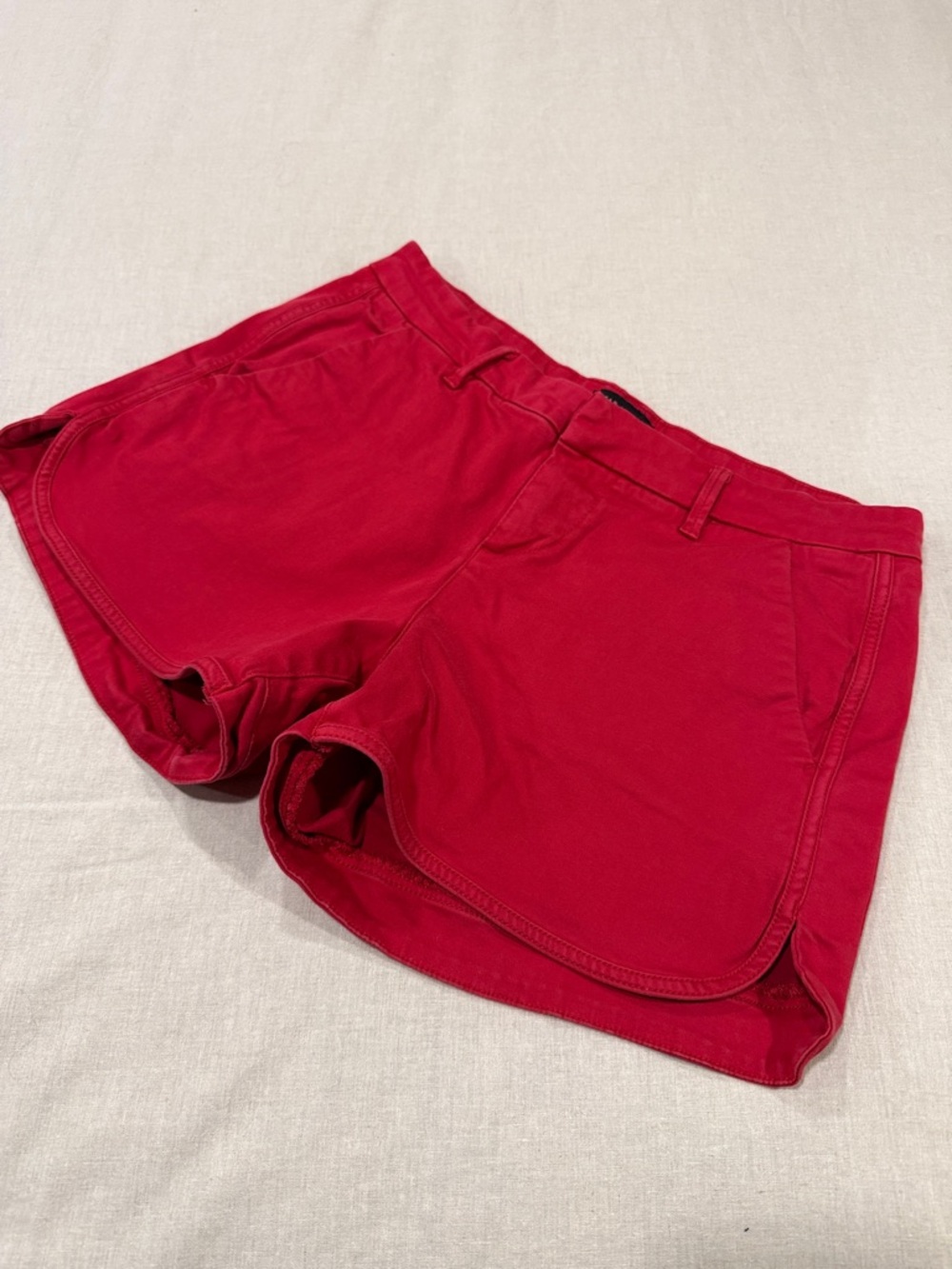 Dear John Women’s Bright Red Chino Shorts Size 28  Stretch Summer Shorts